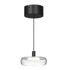 LED-riippuvalaisin FLOAT, kirkas/musta, halkaisija 20 cm, lasi/metalli