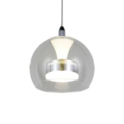 LED-riippuvalaisin Flynt, Ø 20 cm, kromivärinen, metalli/lasi, CCT