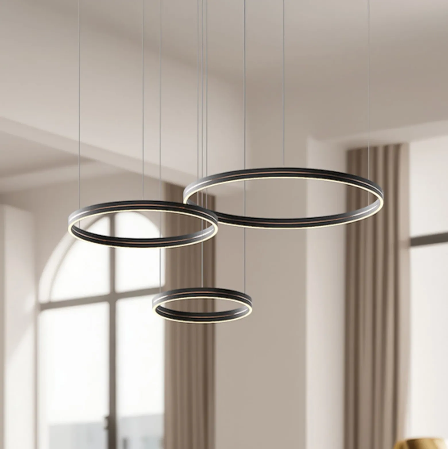 LED-riippuvalaisin Gravity, 3-lamppuinen, metalli, musta, 4000 K