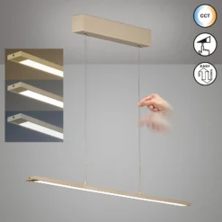 LED-riippuvalaisin Marlo, hiekka, pituus 90 cm, CCT, kosketusdimmeri