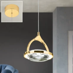 LED-riippuvalaisin Moon K9-kristallilasia 1x kulta