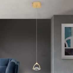 LED-riippuvalaisin Moon K9-kristallilasia 1x kulta