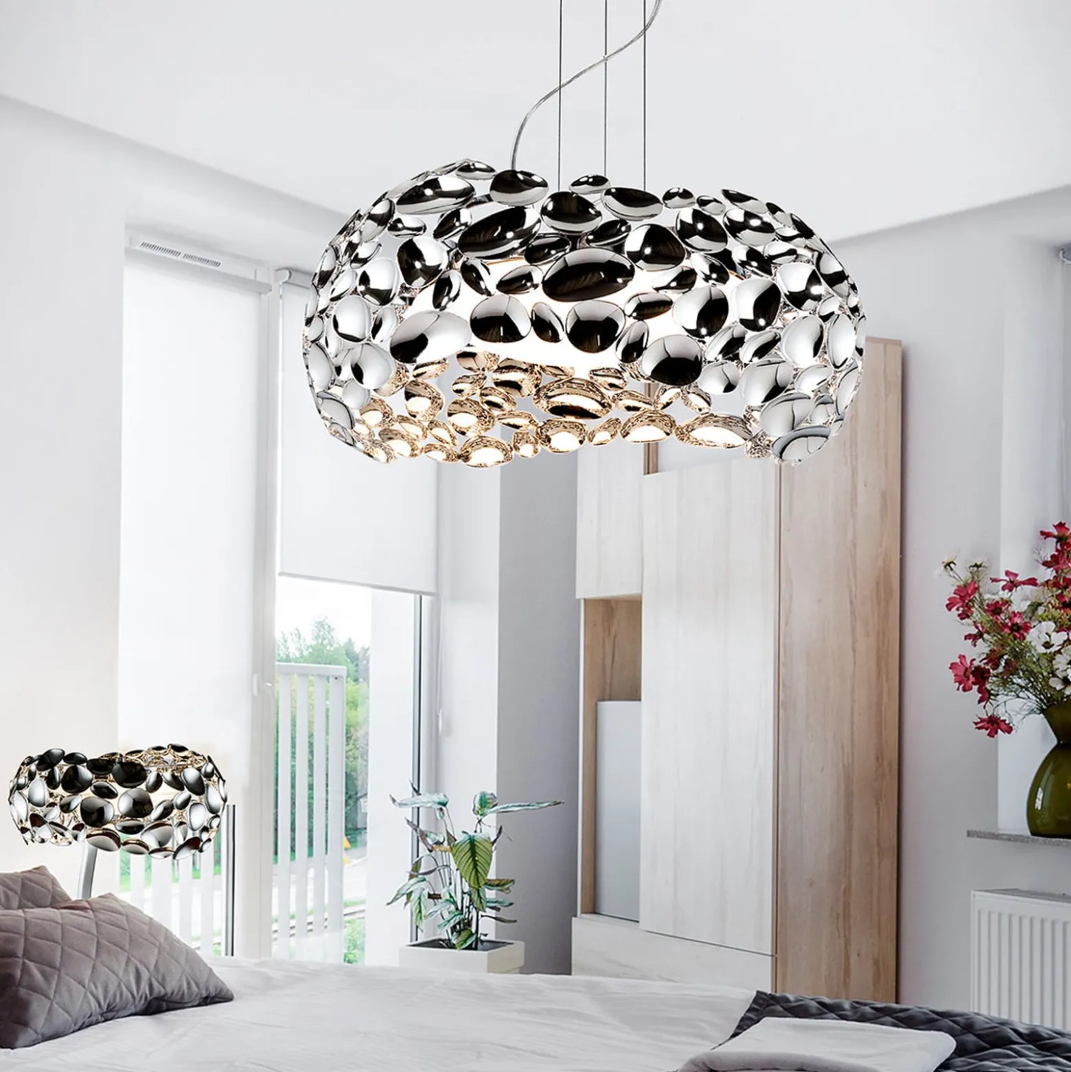 LED-riippuvalaisin Narisa 47 cm kiiltävä kromi