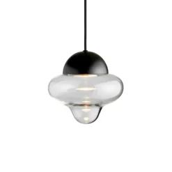 LED-riippuvalaisin Nutty, kirkas / musta, Ø 18,5 cm, lasi