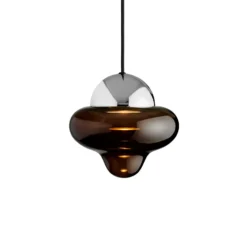LED-riippuvalaisin Nutty, ruskea / kromivärinen, Ø 18,5 cm, lasi