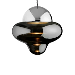 LED-riippuvalaisin Nutty XL, savuharmaa / kromivärinen, Ø 30 cm