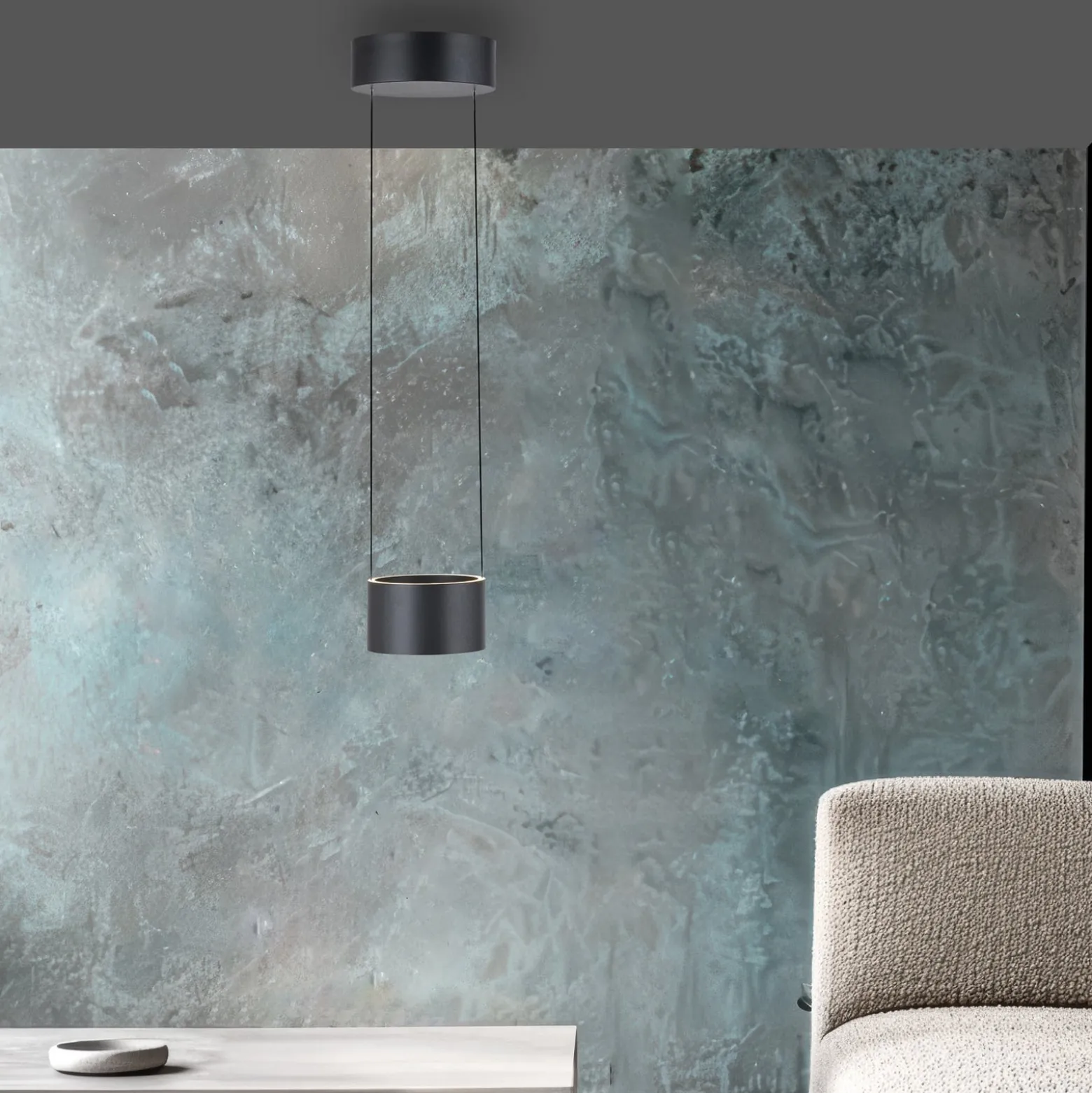 LED-riippuvalaisin PURE Clipse, harmaa, halkaisija 20 cm, CCT-himmennin,