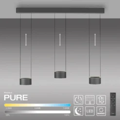 LED-riippuvalaisin PURE Clipse, harmaa, pituus 110 cm, CCT, 6-lamppuinen