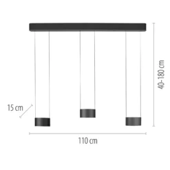 LED-riippuvalaisin PURE Clipse, harmaa, pituus 110 cm, CCT, 6-lamppuinen