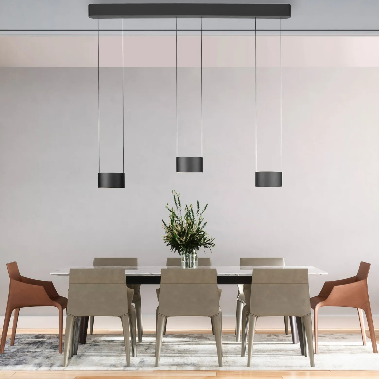 LED-riippuvalaisin PURE Clipse, harmaa, pituus 110 cm, CCT, 6-lamppuinen
