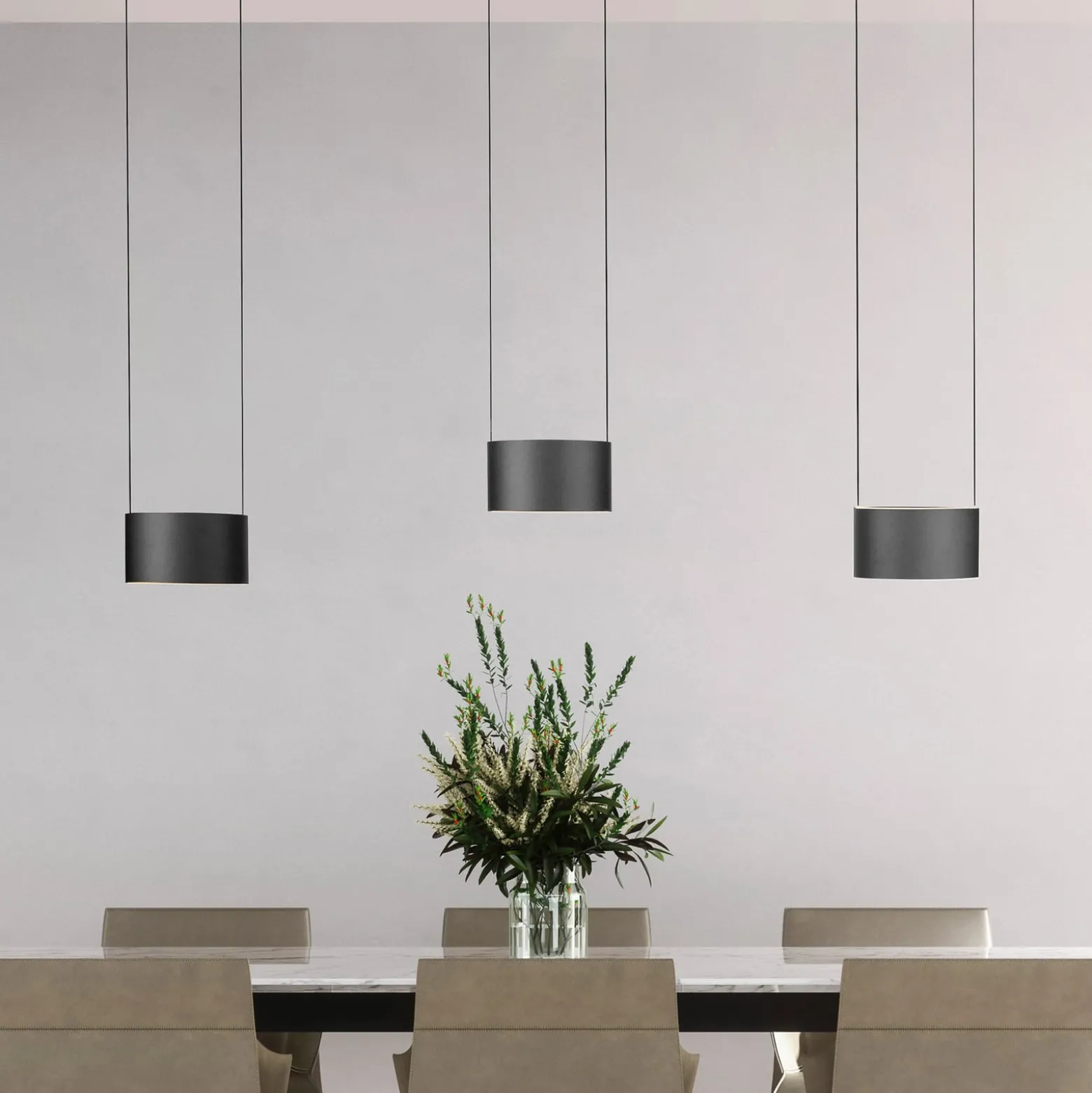 LED-riippuvalaisin PURE Clipse, harmaa, pituus 110 cm, CCT, 6-lamppuinen