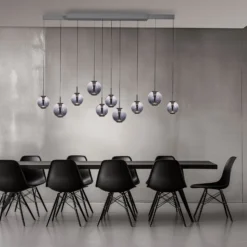 LED-riippuvalaisin PURE E-Infinity harmaa/savuharmaa 198 cm, 10-lamppuinen