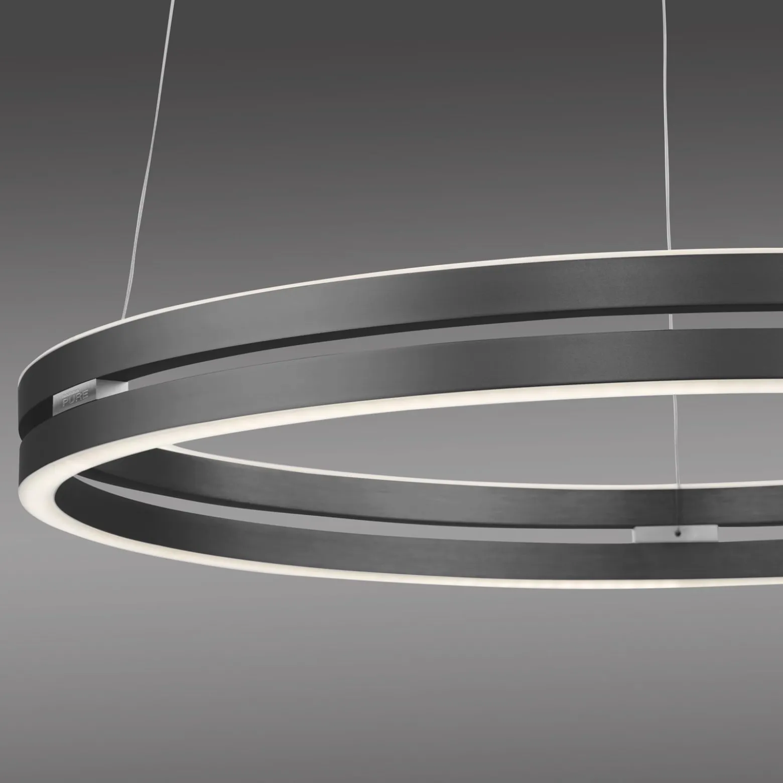 LED-riippuvalaisin PURE E-Loop, mystic grey, Ø 70 cm, alumiini, CCT