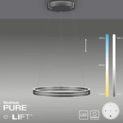 LED-riippuvalaisin PURE E-Loop, mystic grey, Ø 70 cm, alumiini, CCT