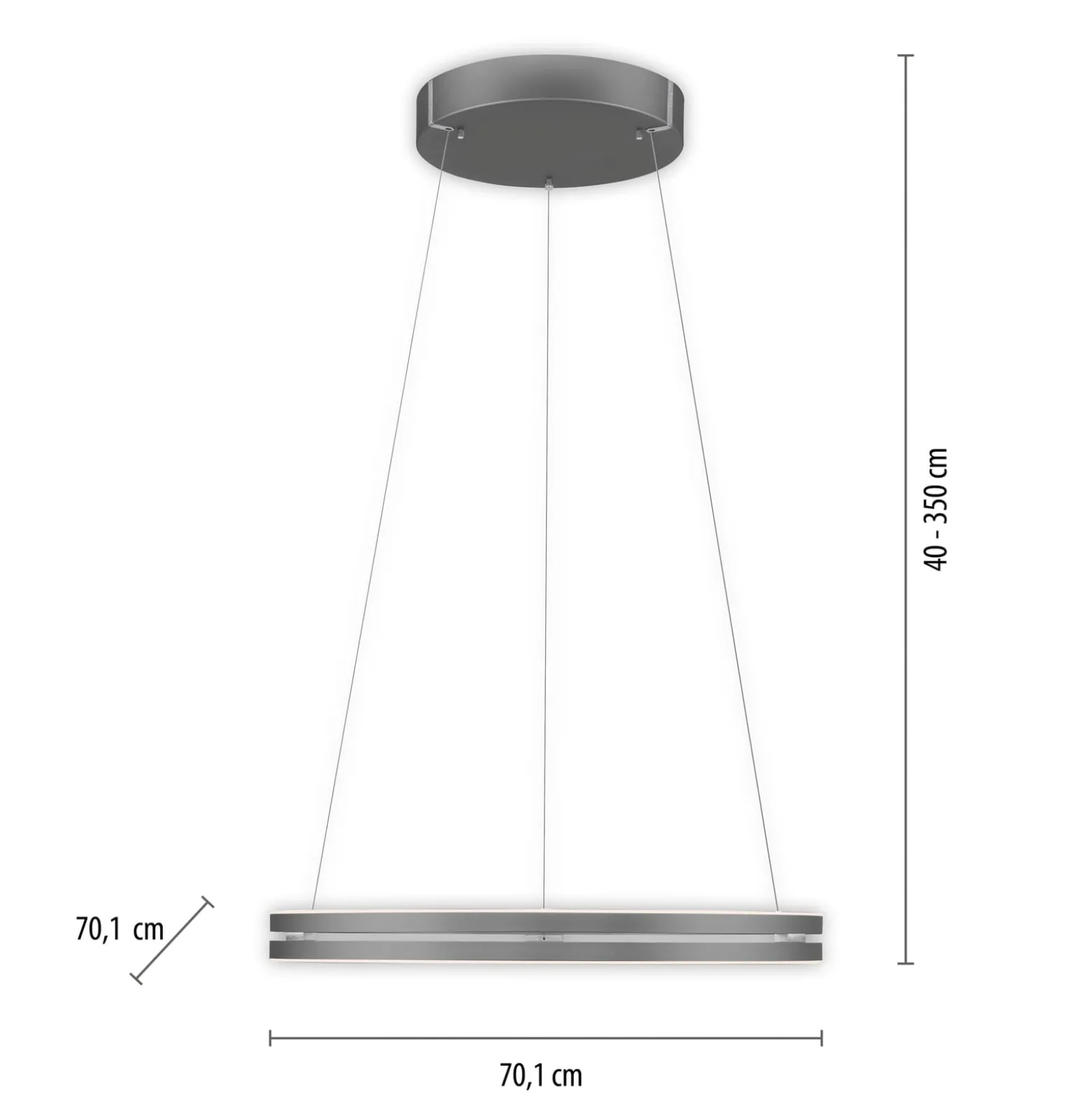 LED-riippuvalaisin PURE E-Loop, mystic grey, Ø 70 cm, alumiini, CCT