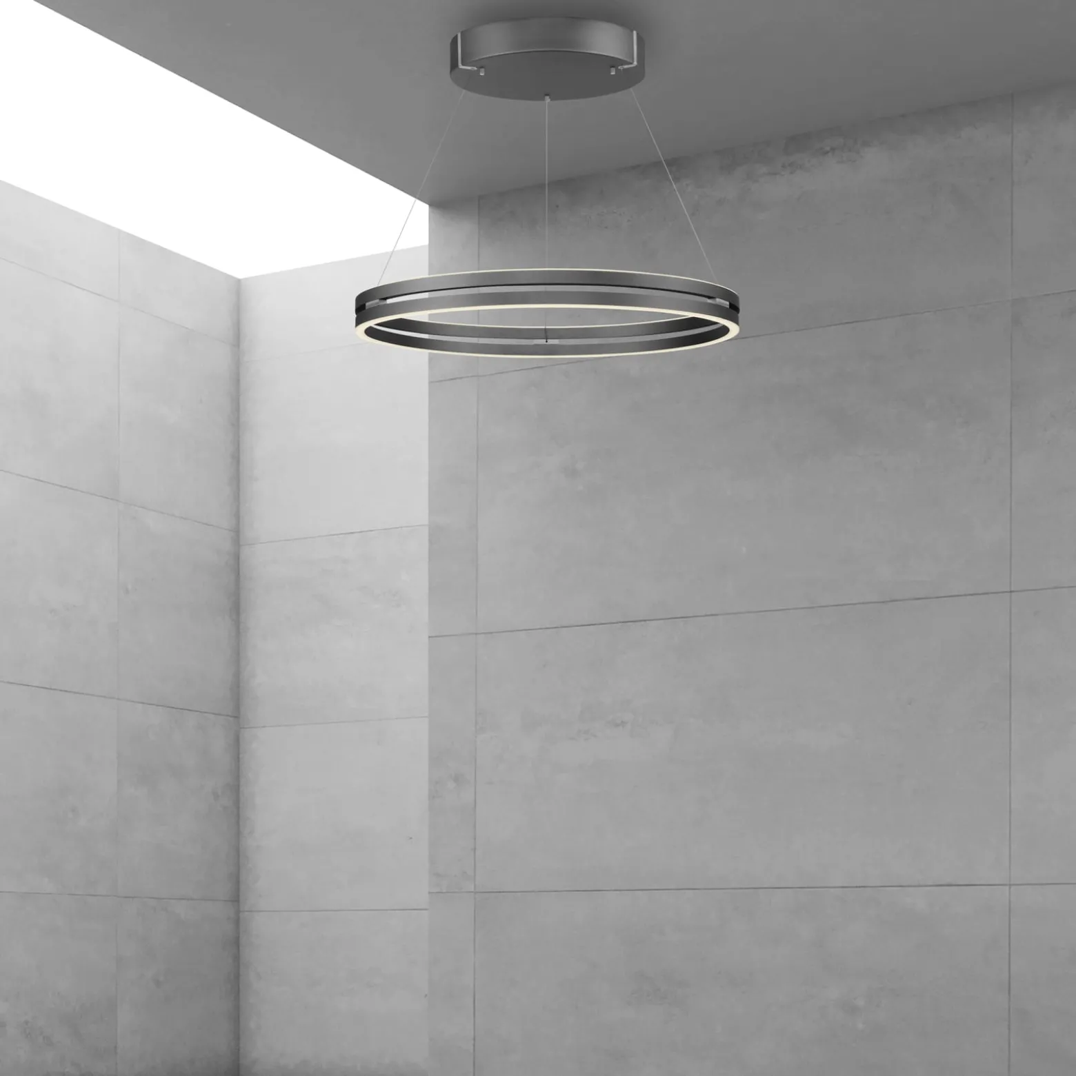 LED-riippuvalaisin PURE E-Loop, mystic grey, Ø 70 cm, alumiini, CCT