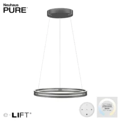LED-riippuvalaisin PURE E-Loop, mystic grey, Ø 70 cm, alumiini, CCT