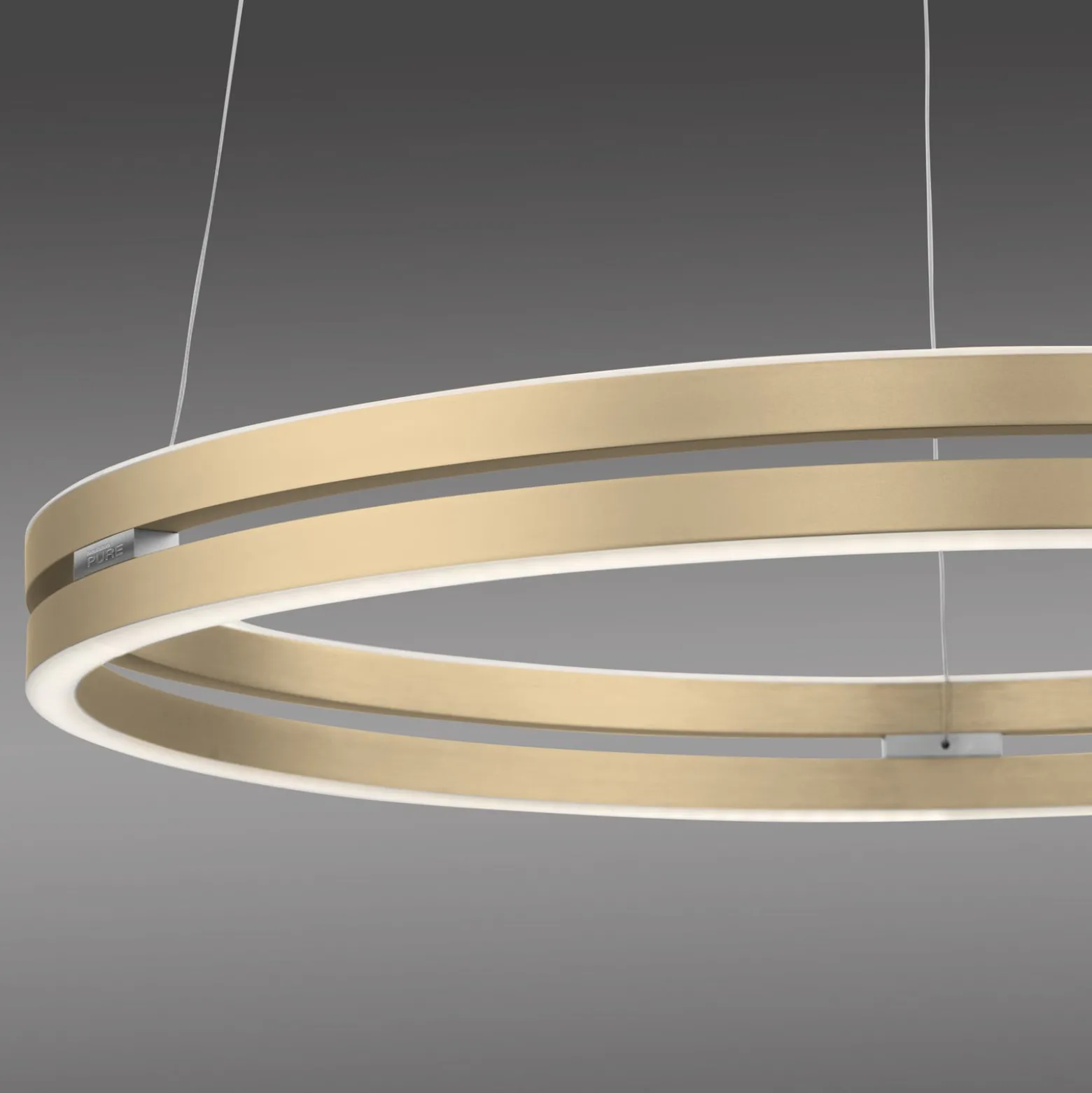 LED-riippuvalaisin PURE E-Loop, norsunluunvalkoinen kulta, Ø 70 cm, alumiini,