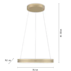 LED-riippuvalaisin PURE E-Loop, norsunluunvalkoinen kulta, Ø 70 cm, alumiini,
