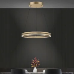 LED-riippuvalaisin PURE E-Loop, norsunluunvalkoinen kulta, Ø 70 cm, alumiini,