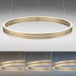 LED-riippuvalaisin PURE E-Loop, norsunluunvalkoinen kulta, Ø 70 cm, alumiini,