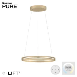 LED-riippuvalaisin PURE E-Loop, norsunluunvalkoinen kulta, Ø 70 cm, alumiini,