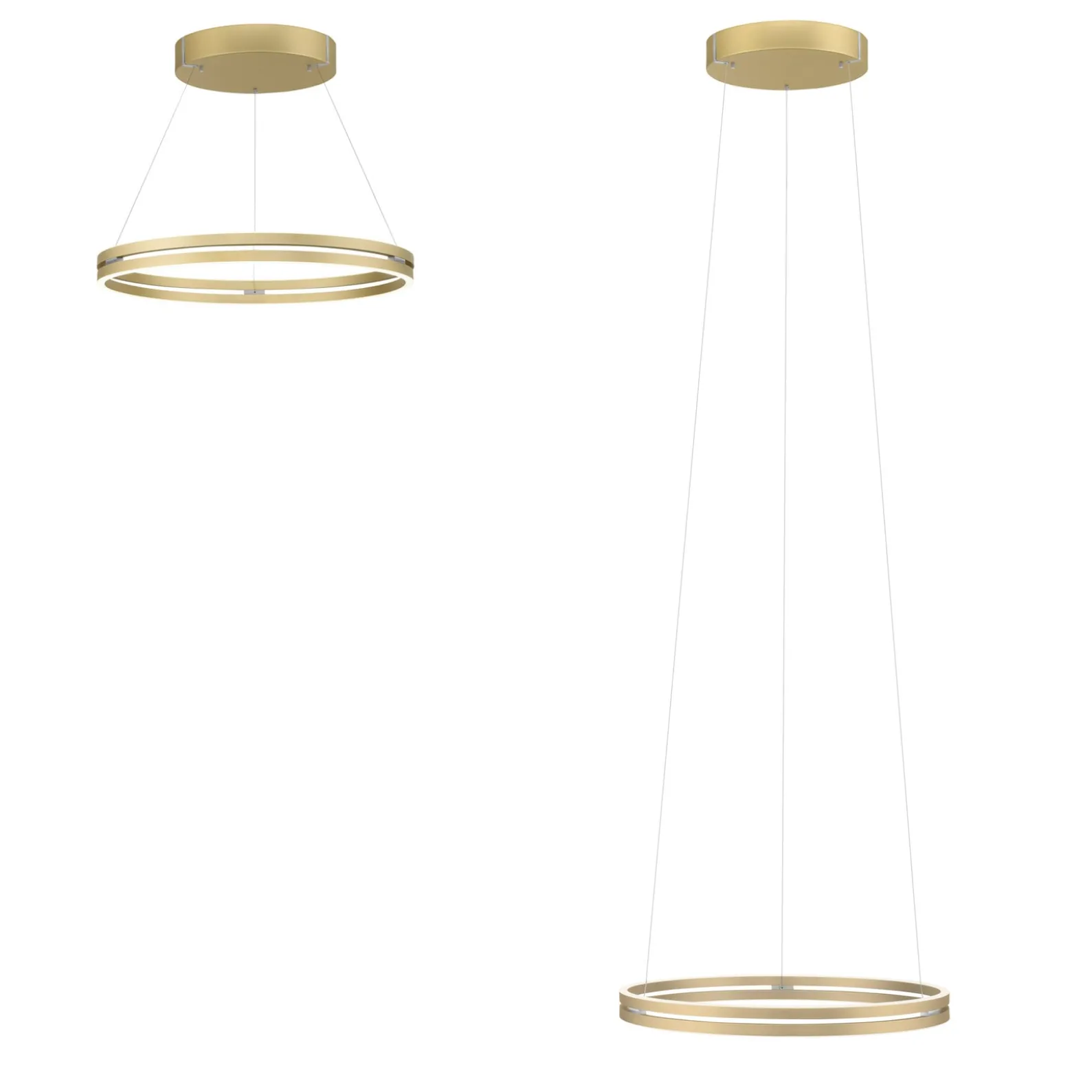 LED-riippuvalaisin PURE E-Loop, norsunluunvalkoinen kulta, Ø 70 cm, alumiini,