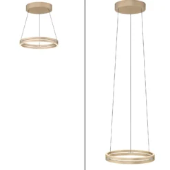 LED-riippuvalaisin PURE E-Loop, norsunluunvärinen kulta, Ø 50 cm, alumiini, CCT
