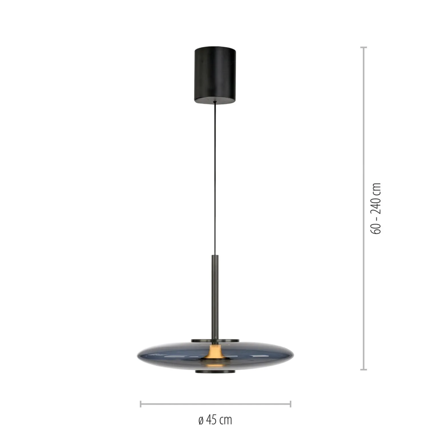 LED-riippuvalaisin PURE E-Vitrum, platina, lasi/alumiini, CCT