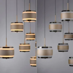 LED-riippuvalaisin PURE Falling Rings, pronssi, pituus 132 cm, 7-lamppuinen
