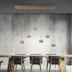 LED-riippuvalaisin PURE Falling Rings, pronssi, pituus 132 cm, 7-lamppuinen