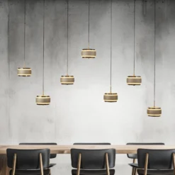 LED-riippuvalaisin PURE Falling Rings, pronssi, pituus 132 cm, 7-lamppuinen