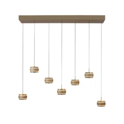 LED-riippuvalaisin PURE Falling Rings, pronssi, pituus 132 cm, 7-lamppuinen