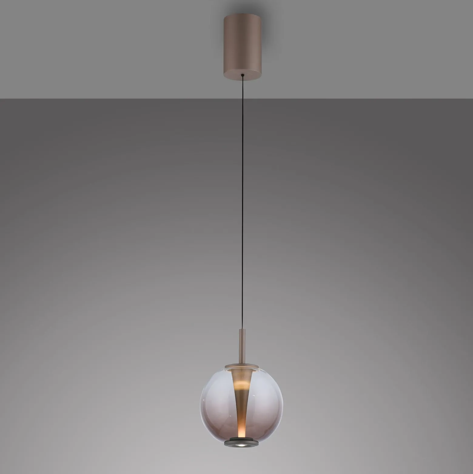 LED-riippuvalaisin PURE Infinity, pronssi/keltainen, Ø 18 cm, CCT