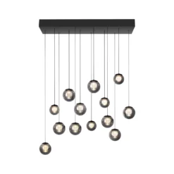 LED-riippuvalaisin PURE Popup, harmaa/savuharmaa, 100 cm, 13-lamppuinen
