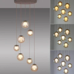 LED-riippuvalaisin PURE Popup, pronssi/keltainen, halkaisija 40 cm, 7-lamppuinen