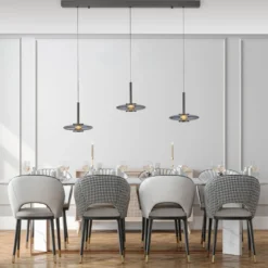 LED-riippuvalaisin PURE Vitrum, harmaa, lasi/alumiini, 3-lamppuinen