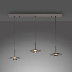 LED-riippuvalaisin PURE Vitrum, harmaa, lasi/alumiini, 3-lamppuinen