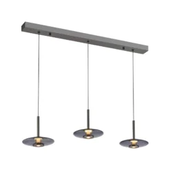 LED-riippuvalaisin PURE Vitrum, harmaa, lasi/alumiini, 3-lamppuinen