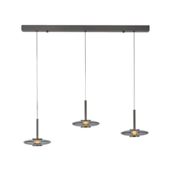 LED-riippuvalaisin PURE Vitrum, harmaa, lasi/alumiini, 3-lamppuinen