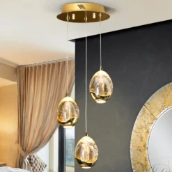 LED-riippuvalaisin Rocio 3-valo, metalli, lasi, kultainen