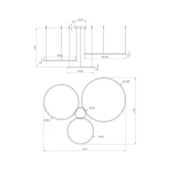 LED-riippuvalaisin Saturno, kultainen, 3-lamppuinen, metalli, 4000 K