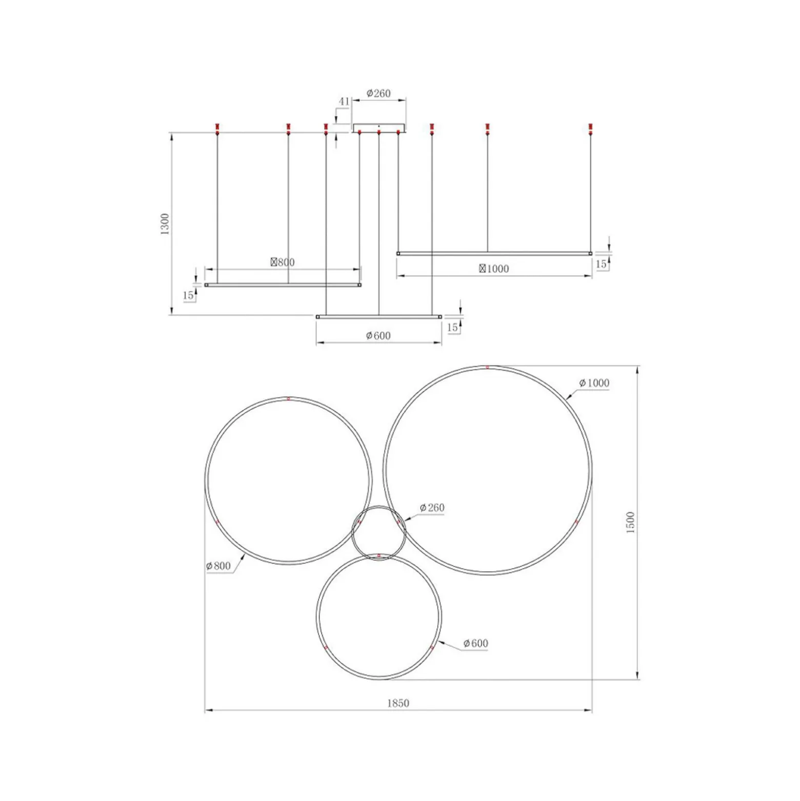 LED-riippuvalaisin Saturno, kultainen, 3-lamppuinen, metalli, 4000 K