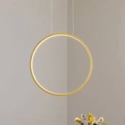 LED-riippuvalaisin Saturno pystysuora, kulta, Ø 50 cm, metalli