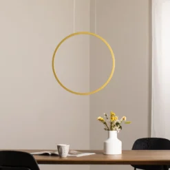 LED-riippuvalaisin Saturno pystysuora, kulta, Ø 50 cm, metalli