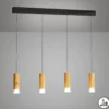 LED-riippuvalaisin Shine-Wood, 100 cm, tammi/musta, 4-lamppuinen