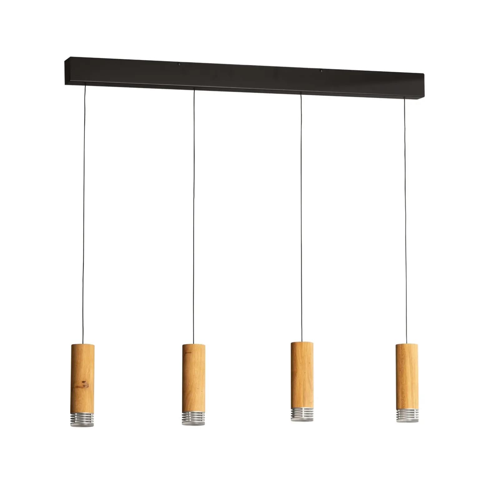 LED-riippuvalaisin Shine-Wood, 100 cm, tammi/musta, 4-lamppuinen