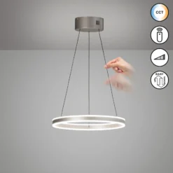 LED-riippuvalaisin Silvio, Ø 50 cm, mattanikkeli, metalli, CCT,