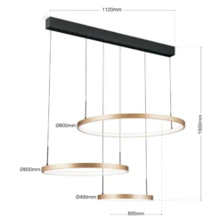 LED-riippuvalaisin Sphere 3-lamppuinen musta/kulta