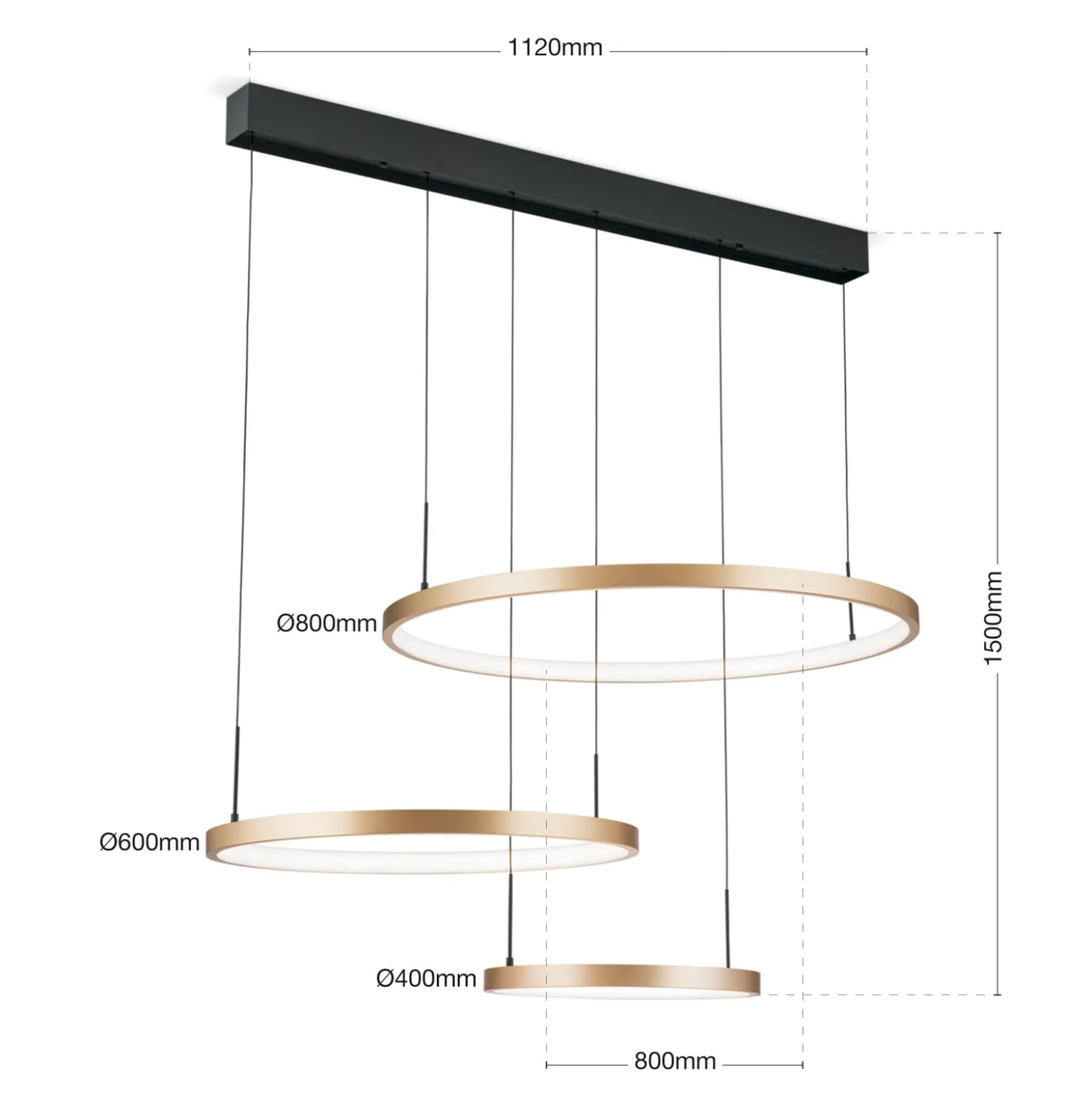 LED-riippuvalaisin Sphere 3-lamppuinen musta/kulta